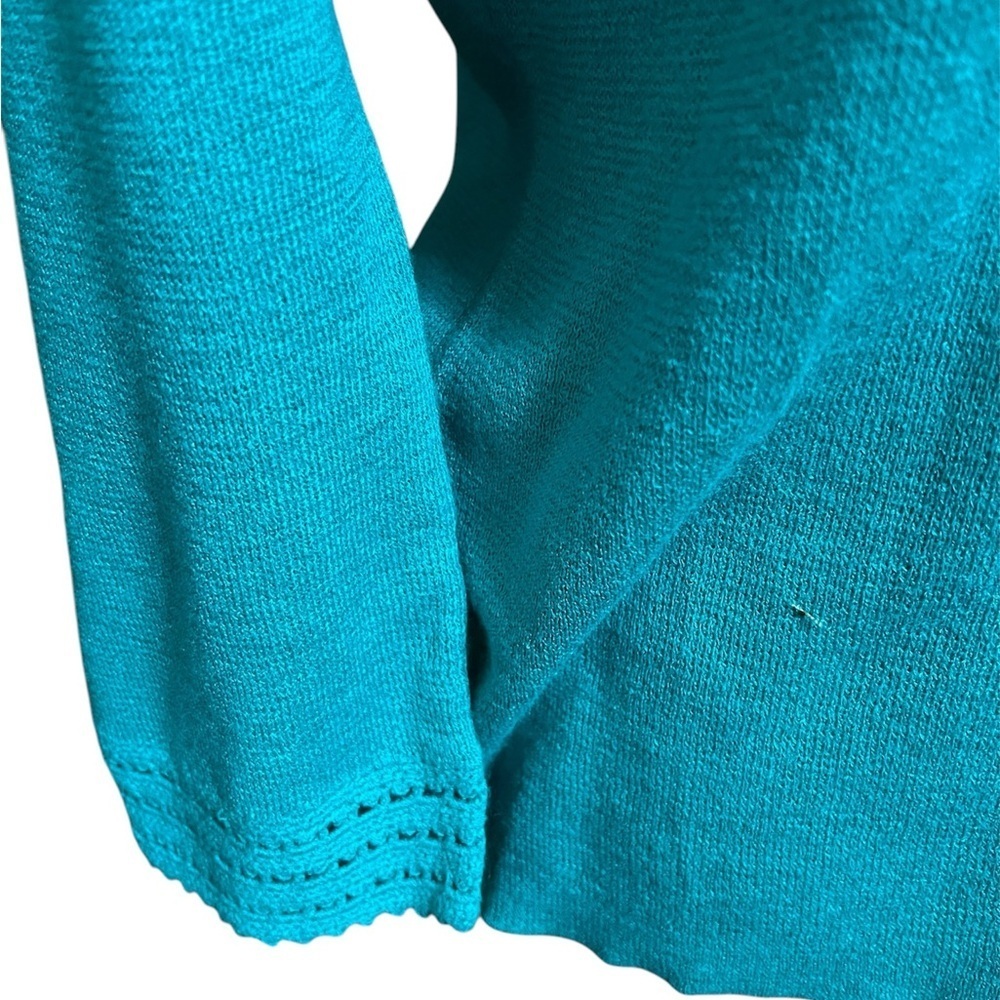 Sag Harbor Women's Green 3/4 Sleeve Square Neck Sweater - Picture 3 of 4